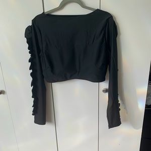 Black long sleeve two piece swimsuit
